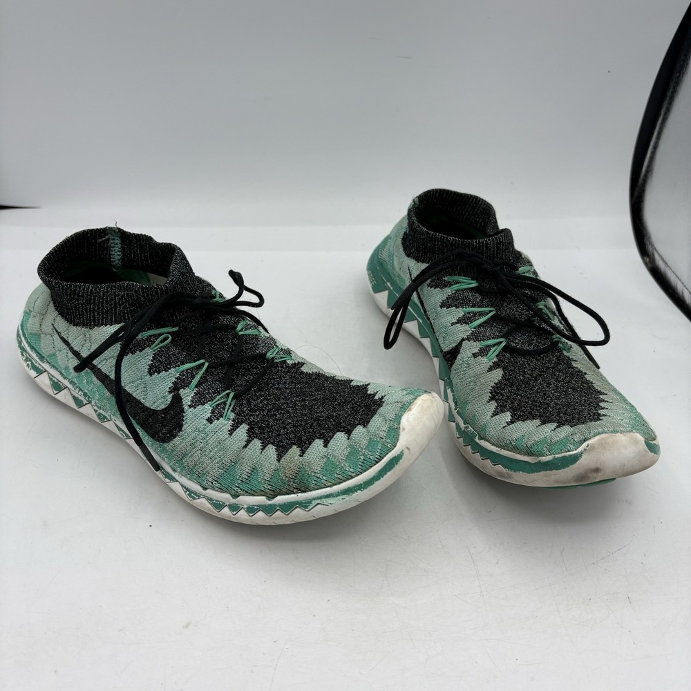 Nike Shoes Womens Size‎ 8.5 Free Flyknit 3.0 Run Walk Green Mint Black Sneakers